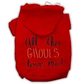 All The Ghouls Screenprint Dog Hoodie Red Xs (8)