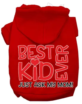 Ask My Mom Screen Print Dog Hoodie Red Xxl