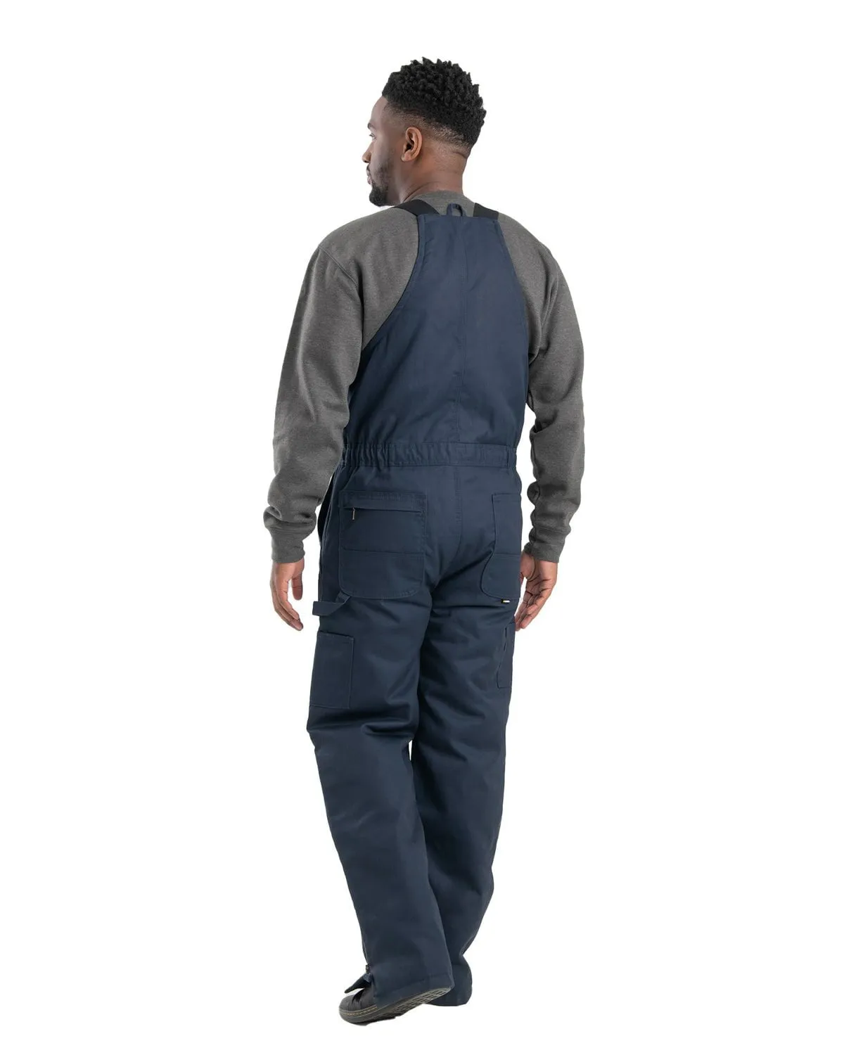 Berne Apparel Mens Heritage Twill Insulated Navy Cotton Blend Bib Overall