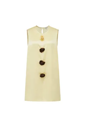 BLOOM SILK SLEEVELESS DRESS IN YELLOW