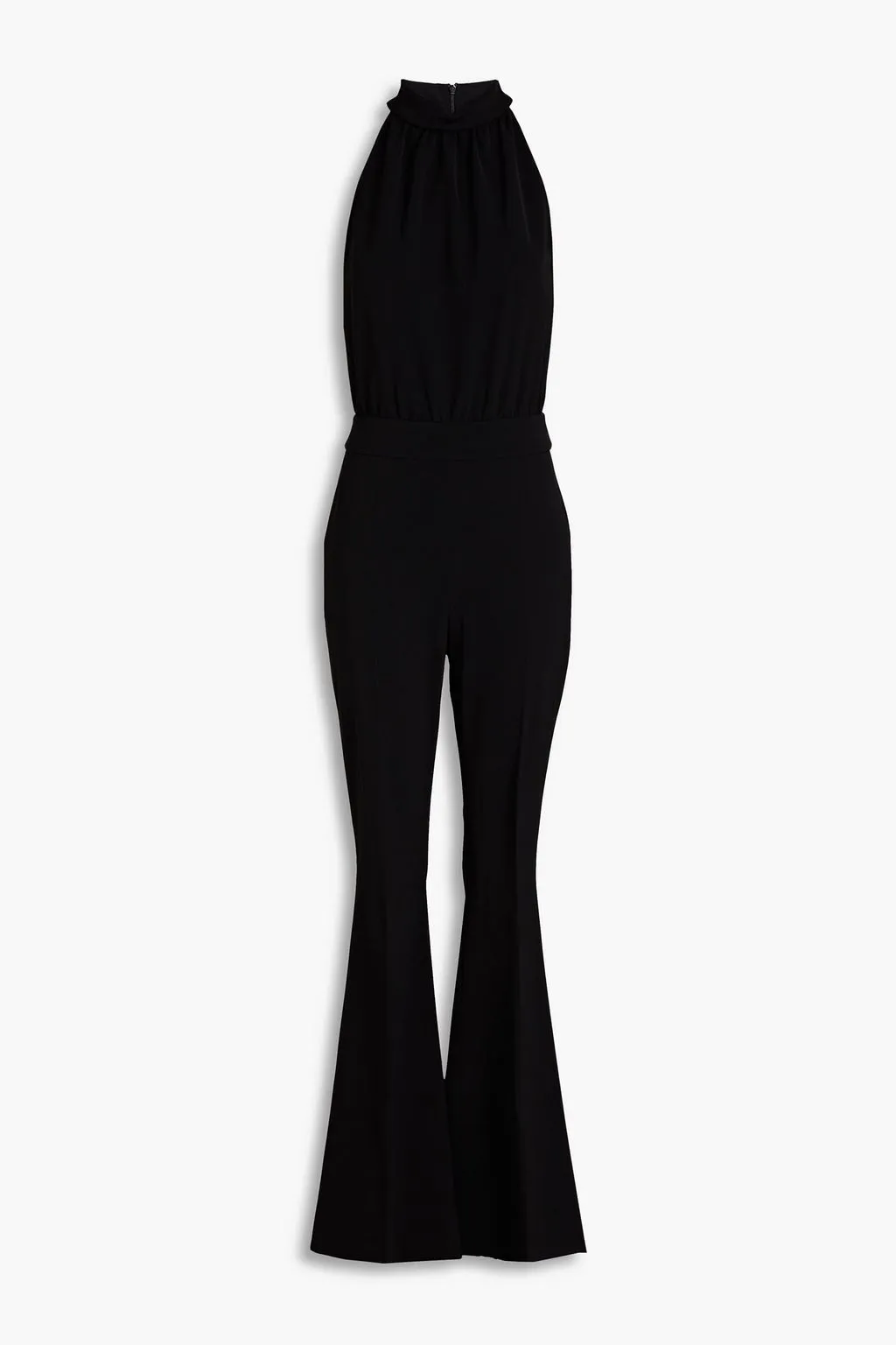 BOUTIQUE MOSCHINO flared jumpsuit in ruched crepe, black