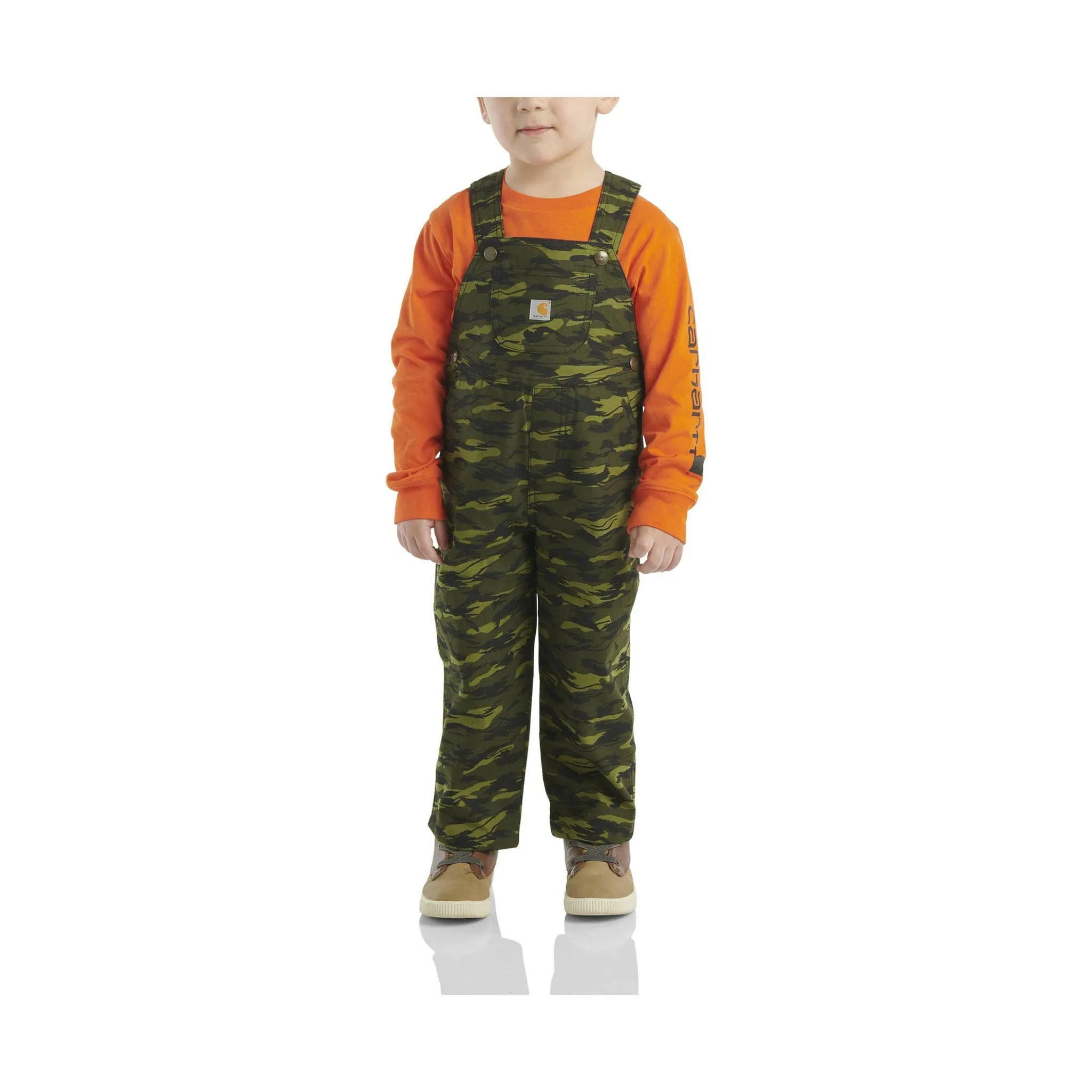 Carhartt Boys' Toddler Long Sleeve Shirt Canvas Print Overall Set - Camo/Green