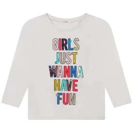 Girls Ivory Fun Print Long Sleeve T-Shirt