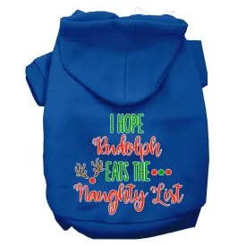 Hope Rudolph Eats Naughty List Screen Print Dog Hoodie Blue Xs