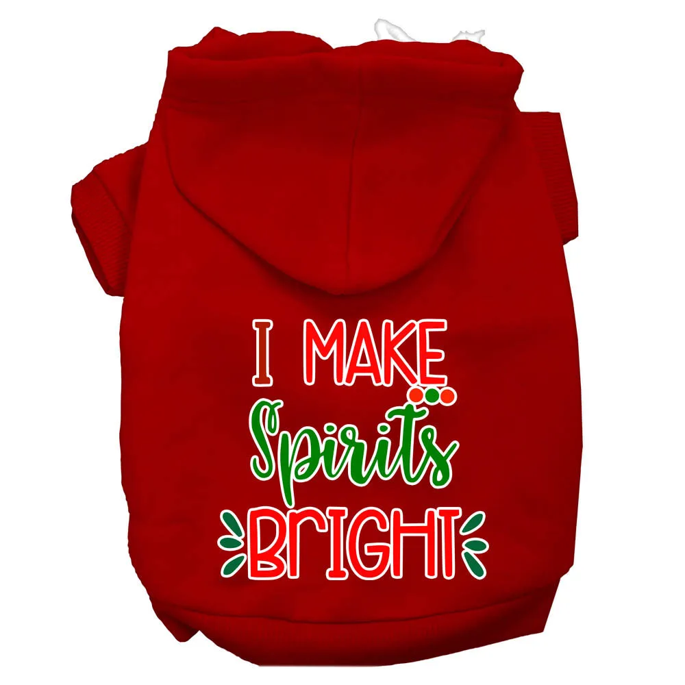 I Make Spirits Bright Screen Print Dog Hoodie Red Xxl