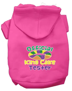 King Cake Taster Screen Print Mardi Gras Dog Hoodie Bright Pink Xs