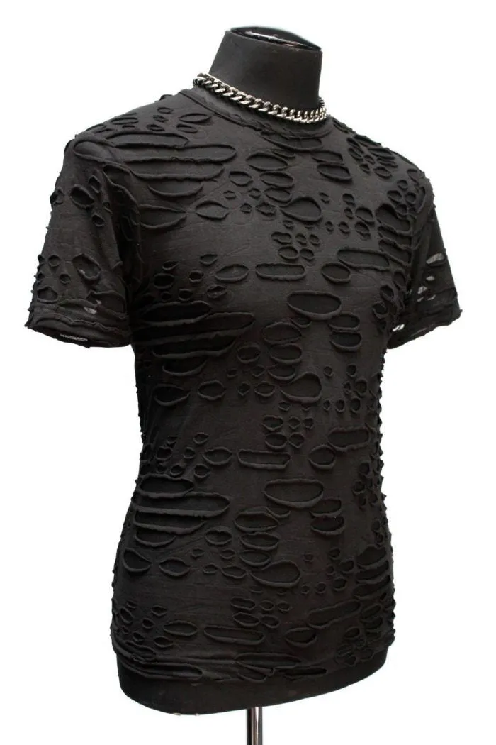 MEN'S SHORT SLEEVE TEE - DECAYED FABRIC - BLACK