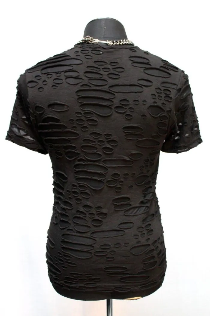 MEN'S SHORT SLEEVE TEE - DECAYED FABRIC - BLACK