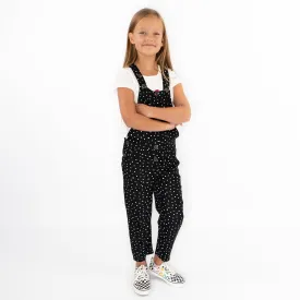 Next Girls Dungaree Black White Polka Dot Viscose Lightweight Dungarees