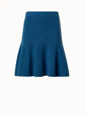 Short Cashmere A-Line Rib Knit Skirt