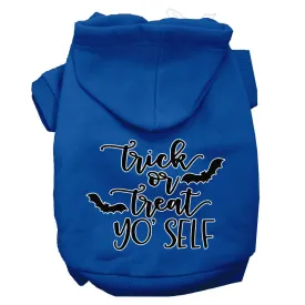 Trick Or Treat Yo' Self Screen Print Dog Hoodie Blue Xs