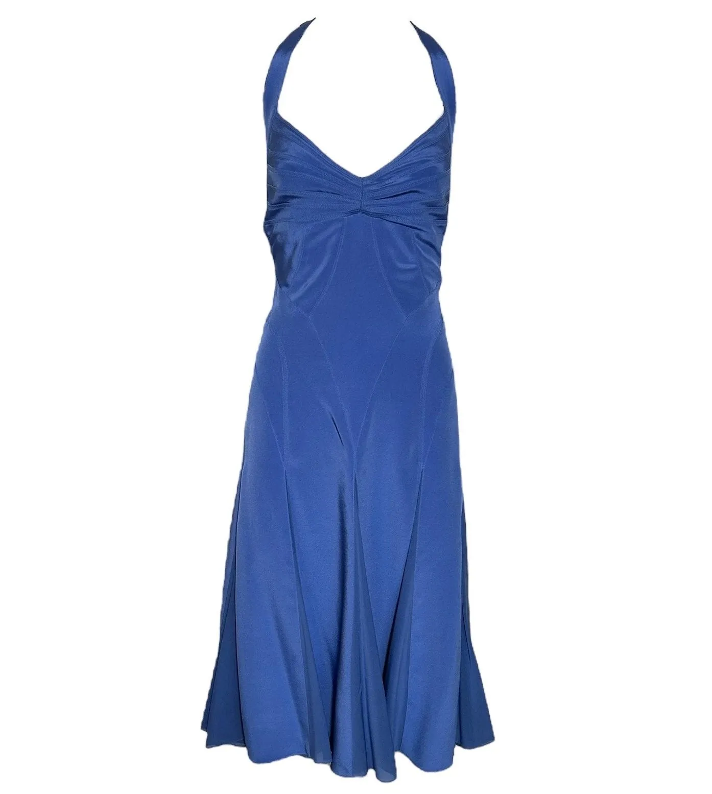 Zac Posen Periwinkle Blue Halter Flare Dress