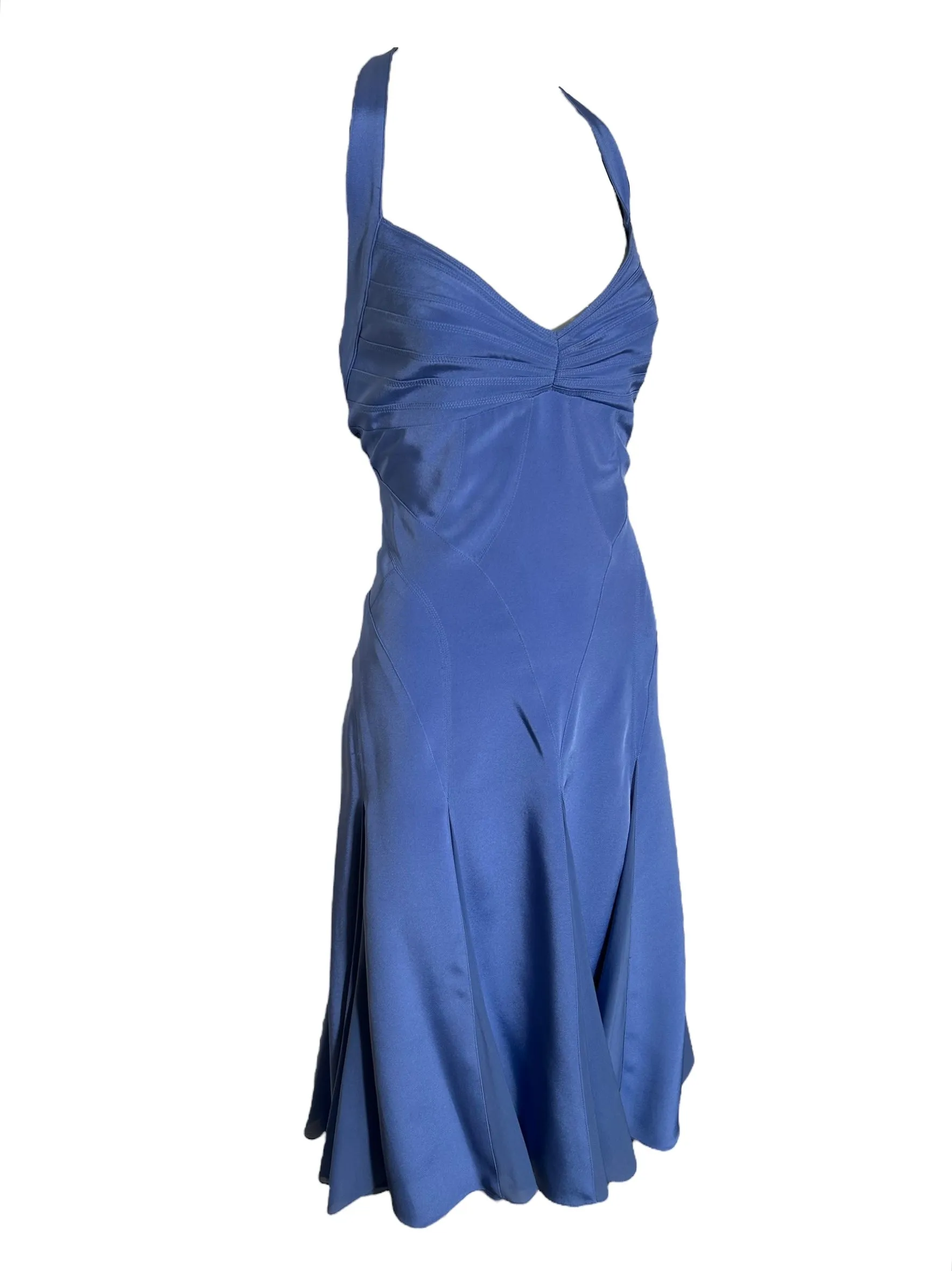 Zac Posen Periwinkle Blue Halter Flare Dress